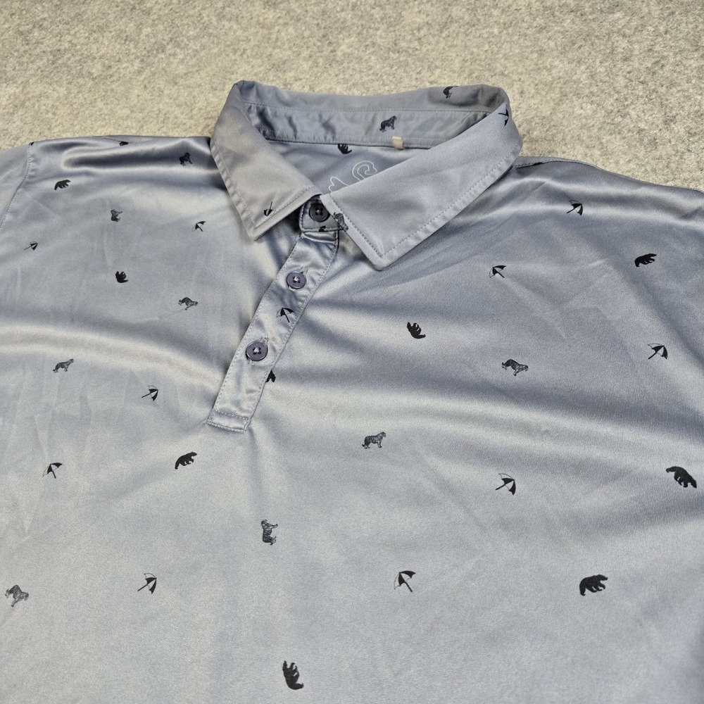 Swannies‎ Shirt Mens XL Gray Polo Golf Performance Animal Print Lightweight
